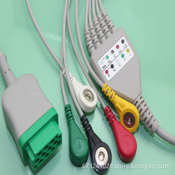 GE ECG cable and leawires, one piece 5 lead ecg cable and leadwires